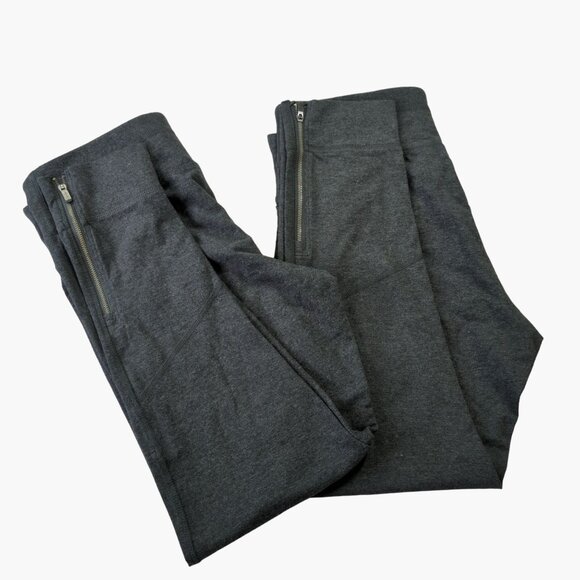 Calvin Klein Size L 2 Pr Black Gray Heathered Knit Leggings Zipper Hems New - Picture 1 of 9